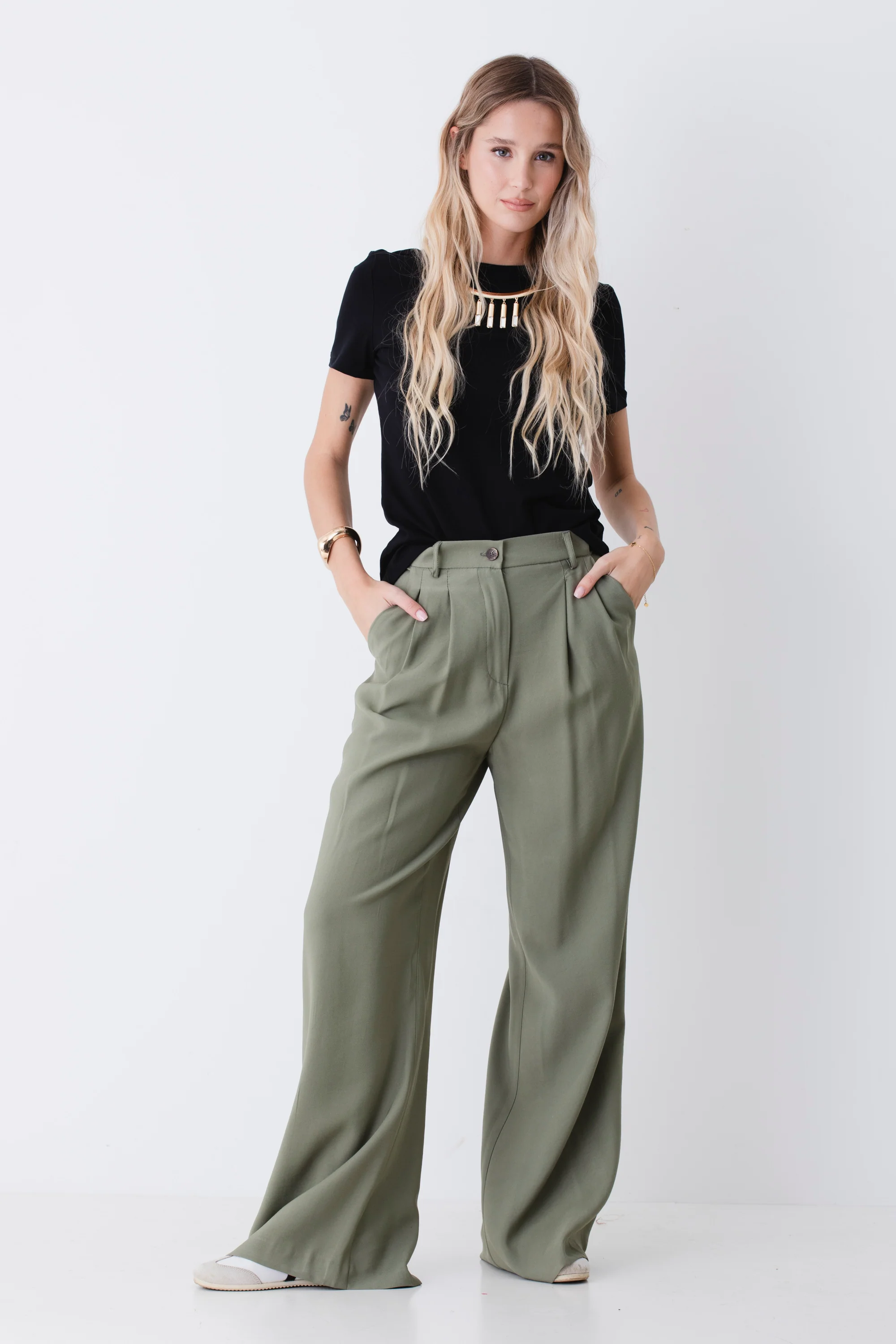 Pantalone palazzo con pinces in viscosa - PE26 - Image 2