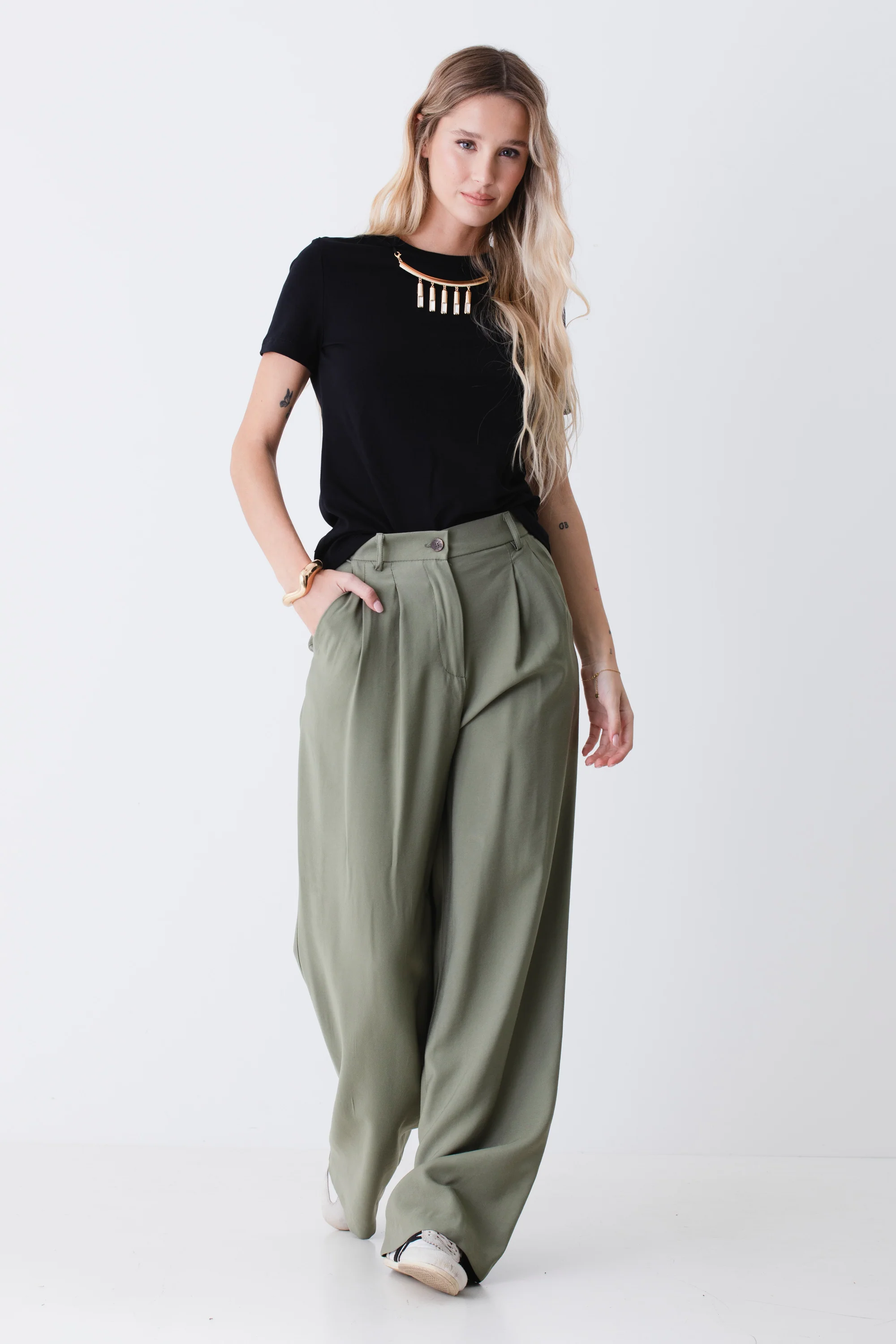 Pantalone palazzo con pinces in viscosa - PE26 - Image 3