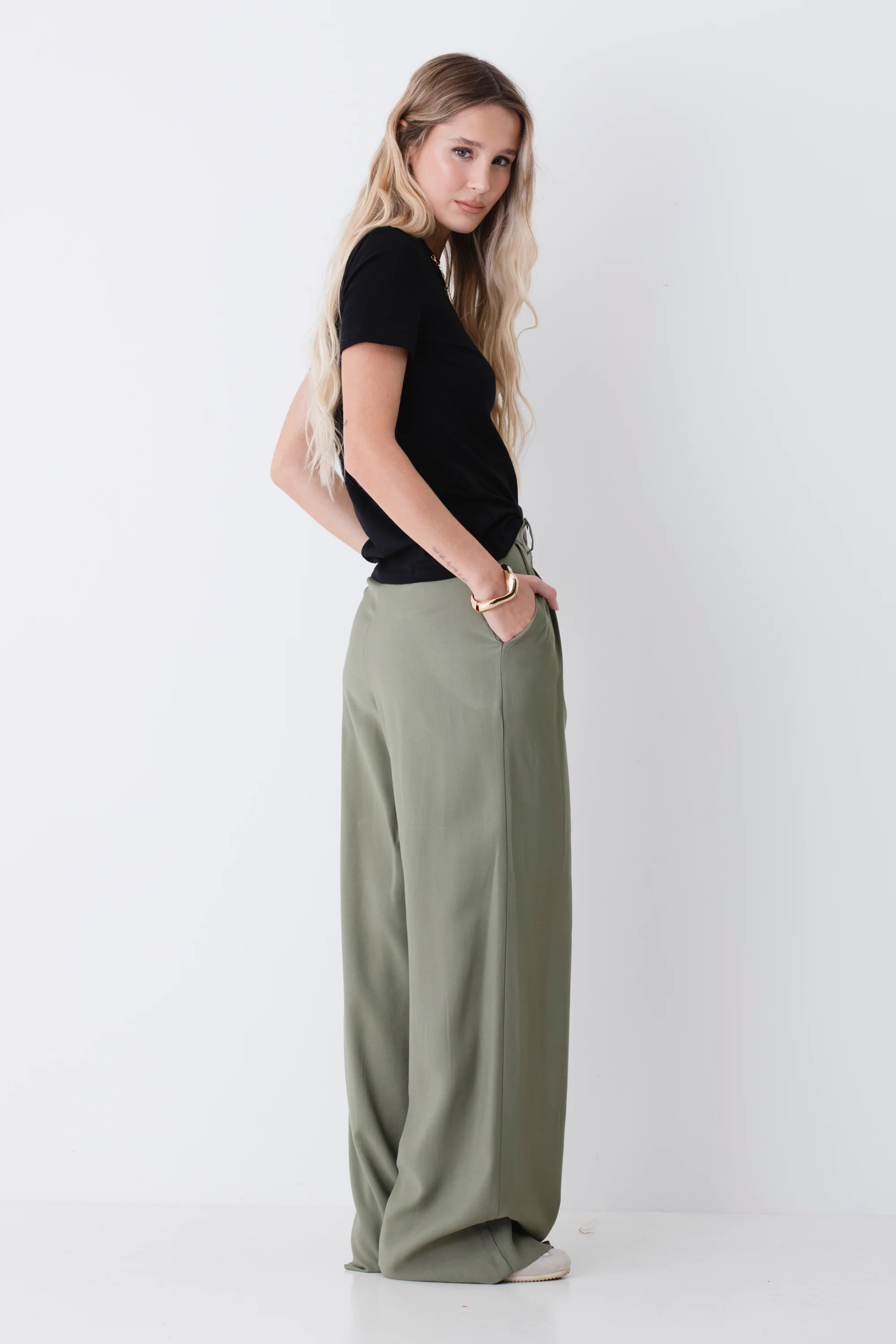 Pantalone palazzo con pinces in viscosa - PE26 - Image 5