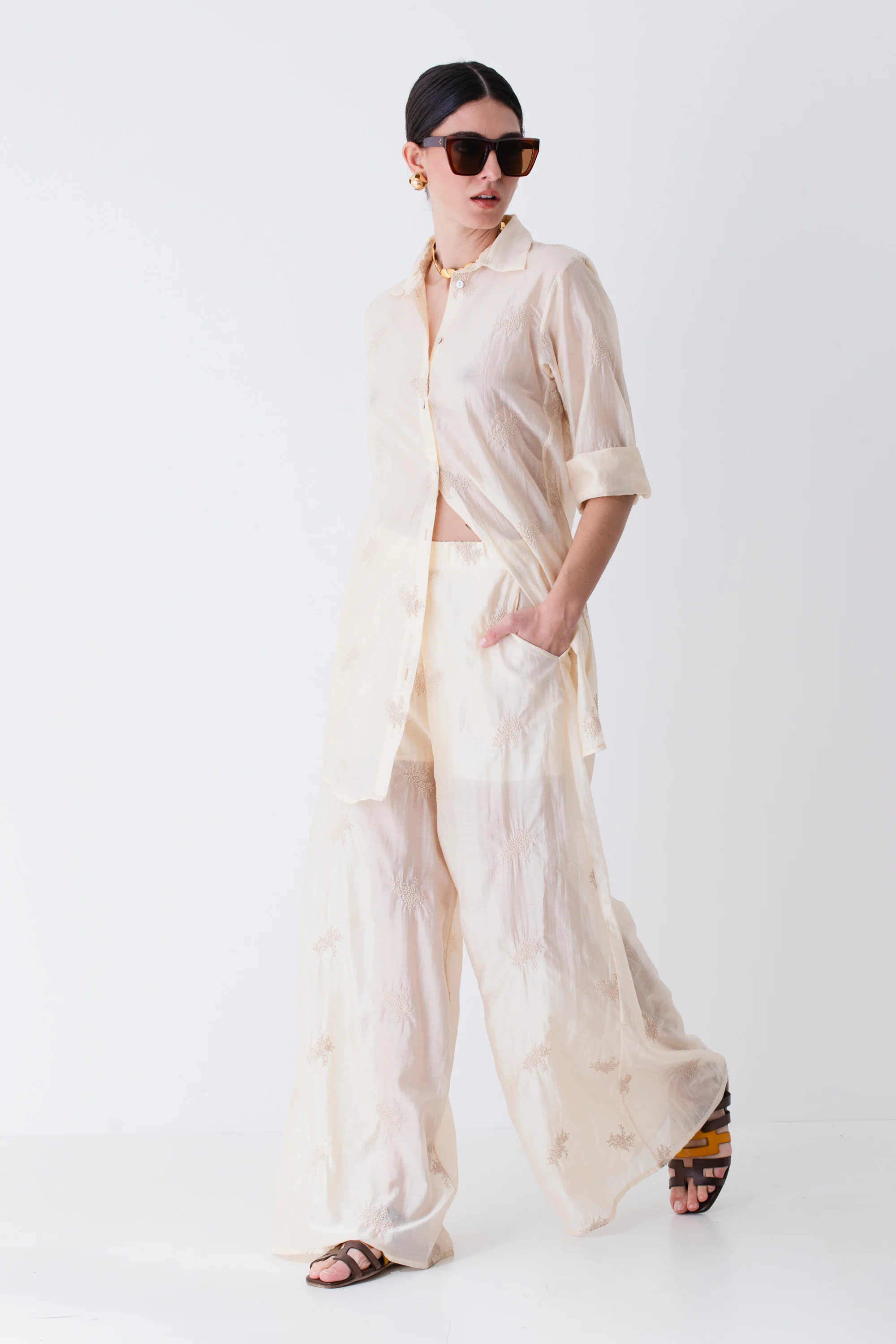 Pantalone palazzo con ricami - PE25