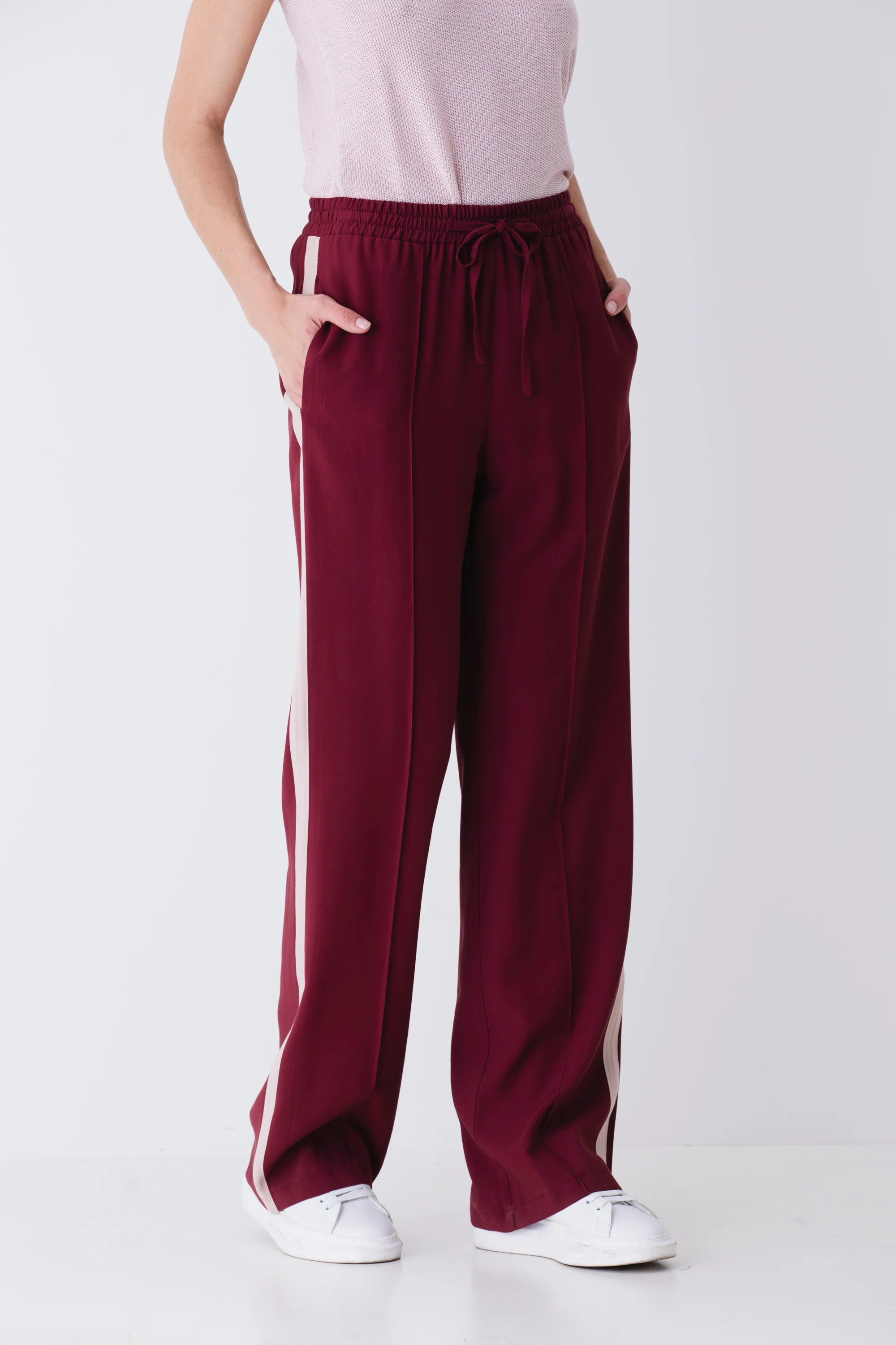 Pantalone palazzo in rayon con bande laterali - PE25 - Image 3