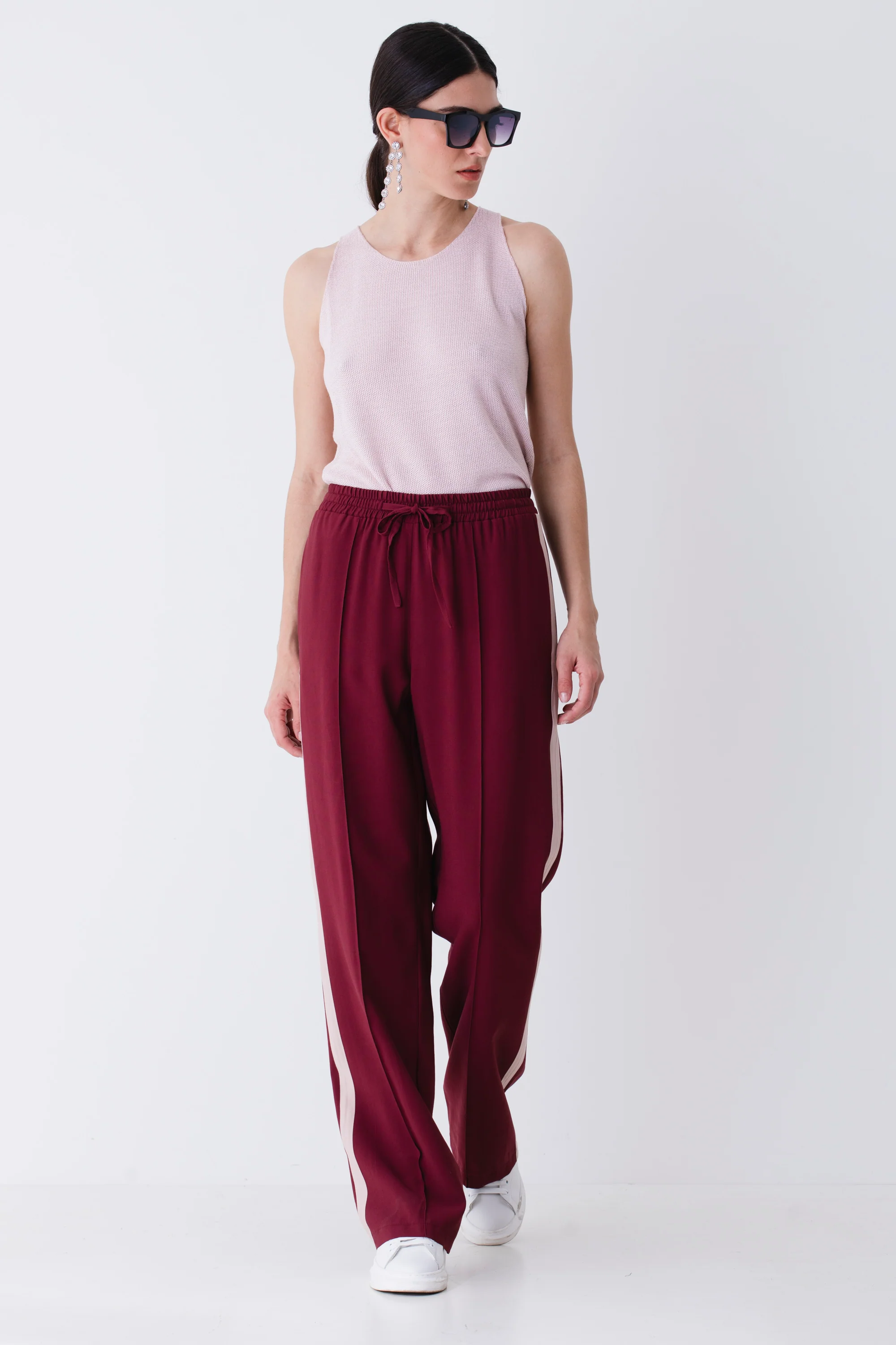 Pantalone palazzo in rayon con bande laterali - PE25 - Image 4