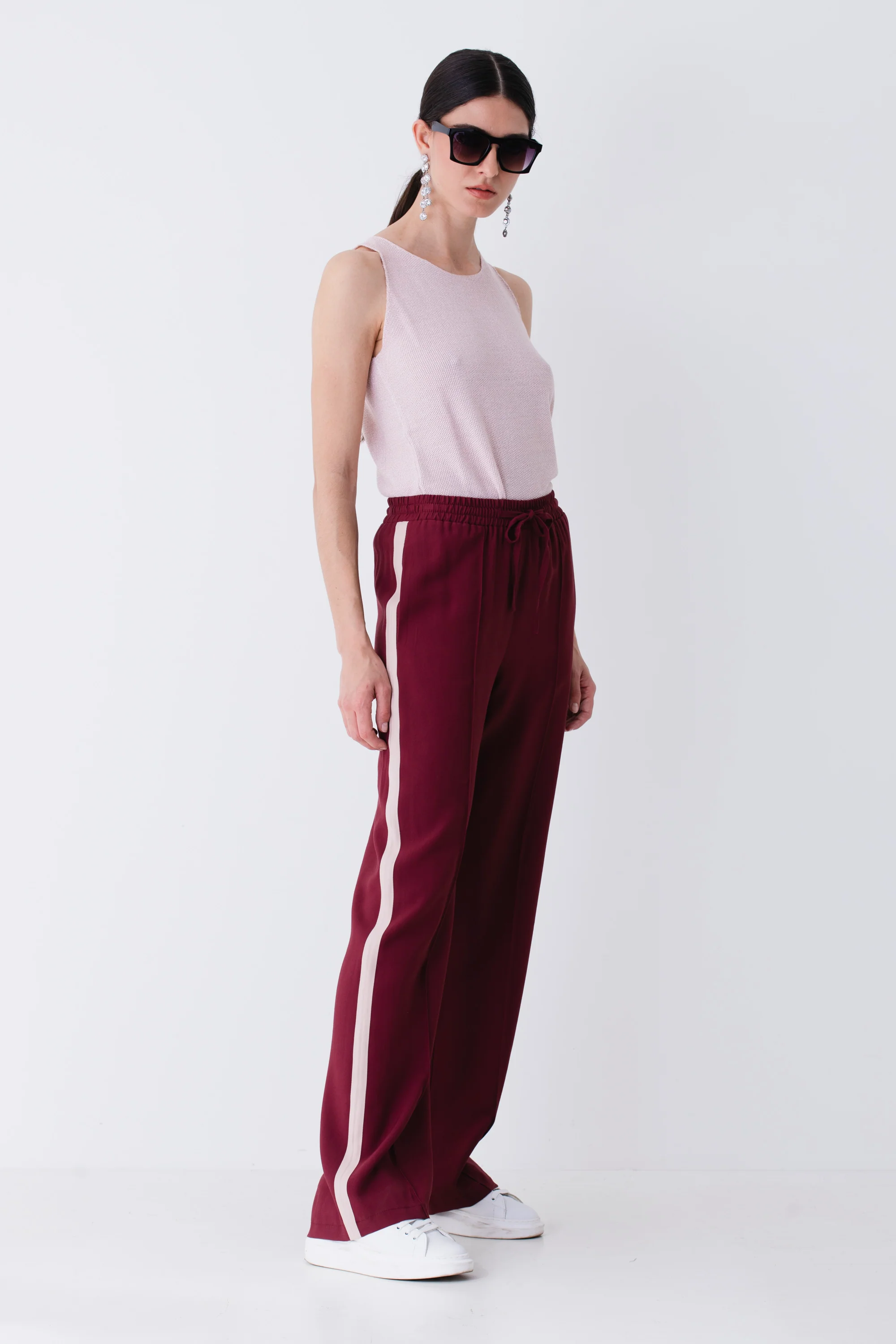 Pantalone palazzo in rayon con bande laterali - PE25 - Image 5