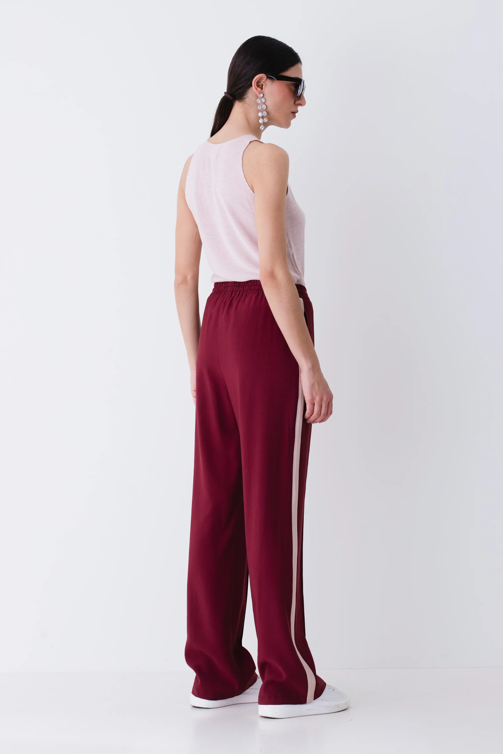 Pantalone palazzo in rayon con bande laterali - PE25 - Image 6