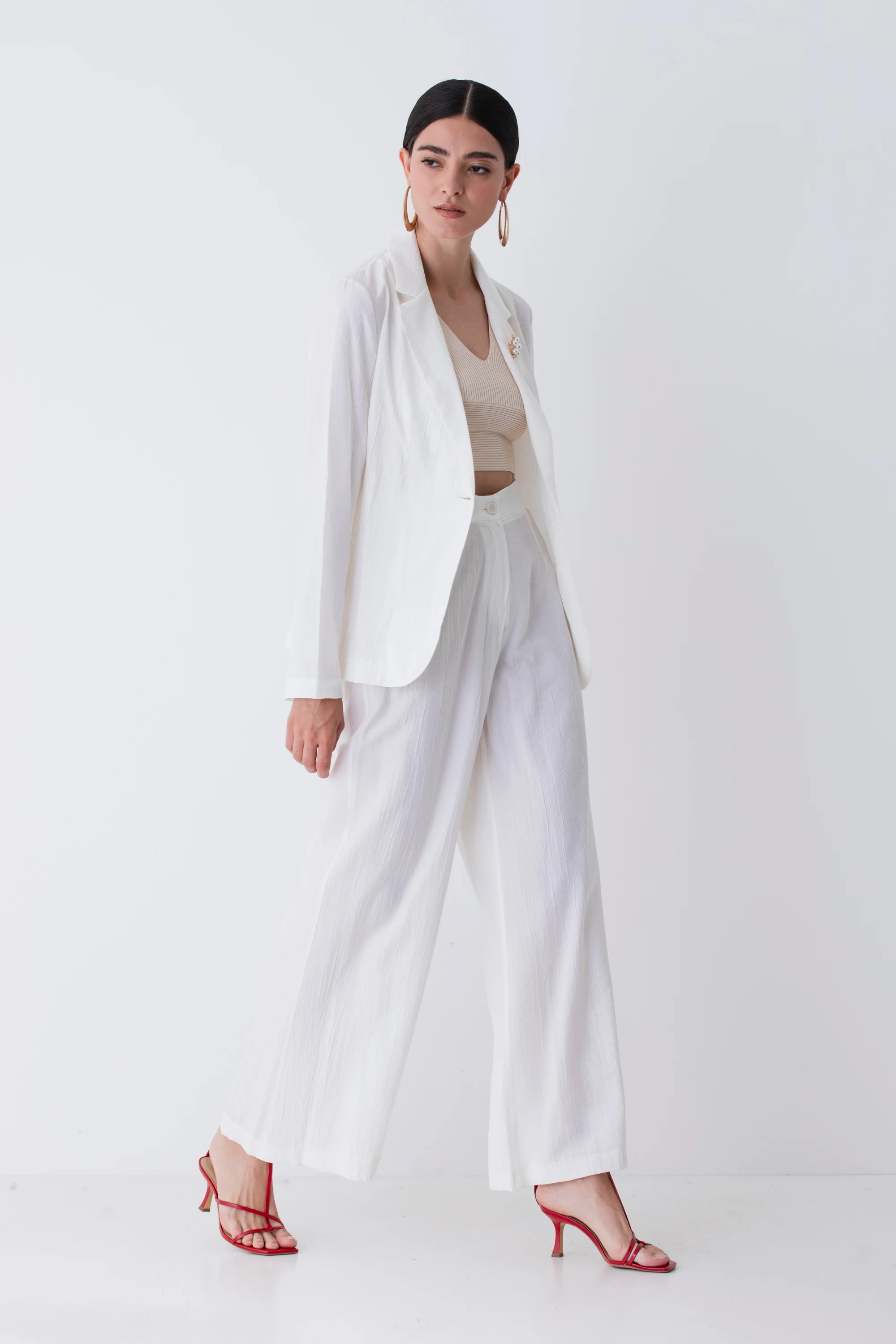 Pantalone palazzo in tessuto goffrato - PE25 - Image 2