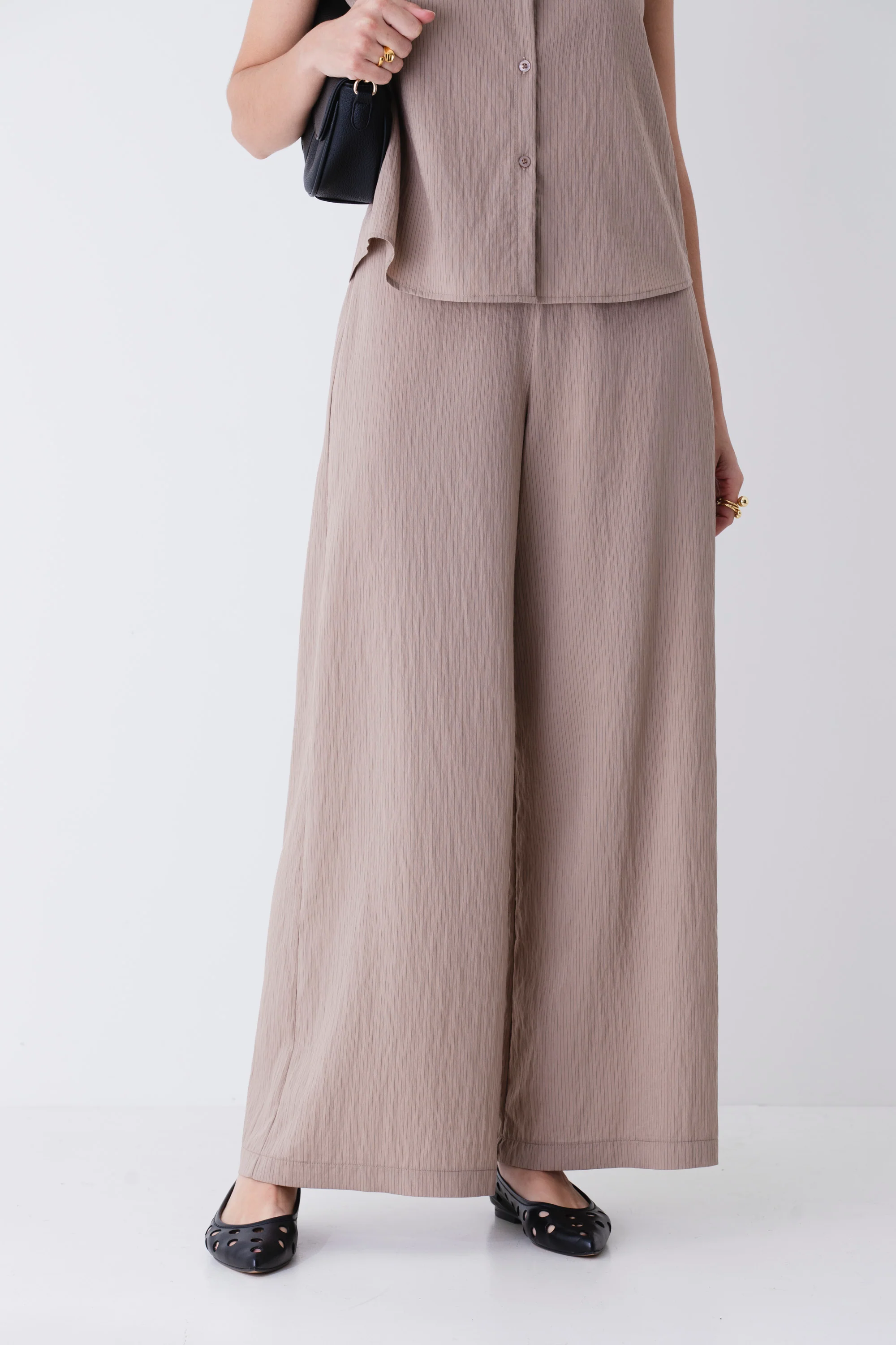 Pantalone palazzo in tessuto modal gessato - PE25 - Image 2