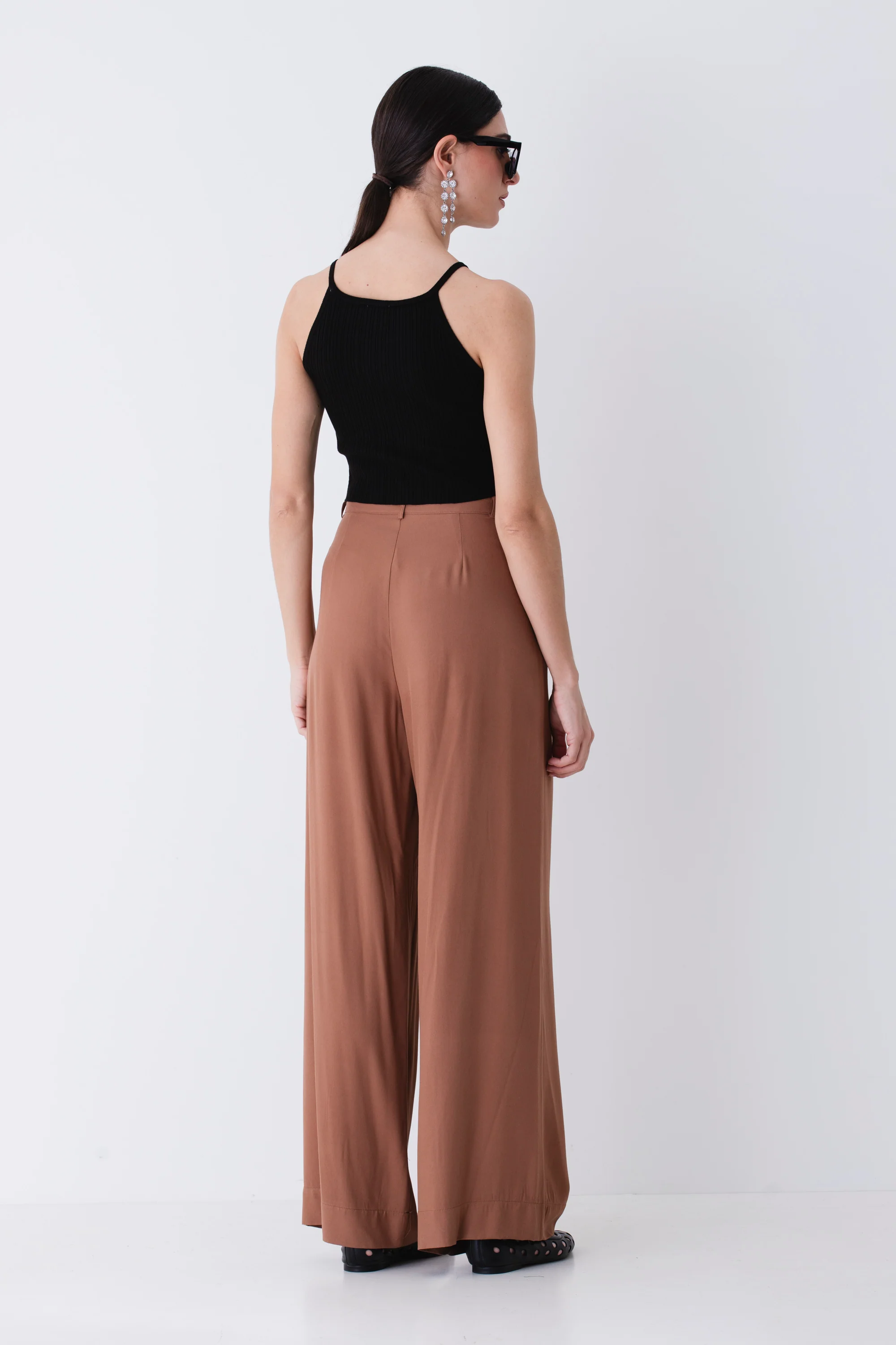 Pantalone palazzo con pinces in viscosa - PE25 - Image 7