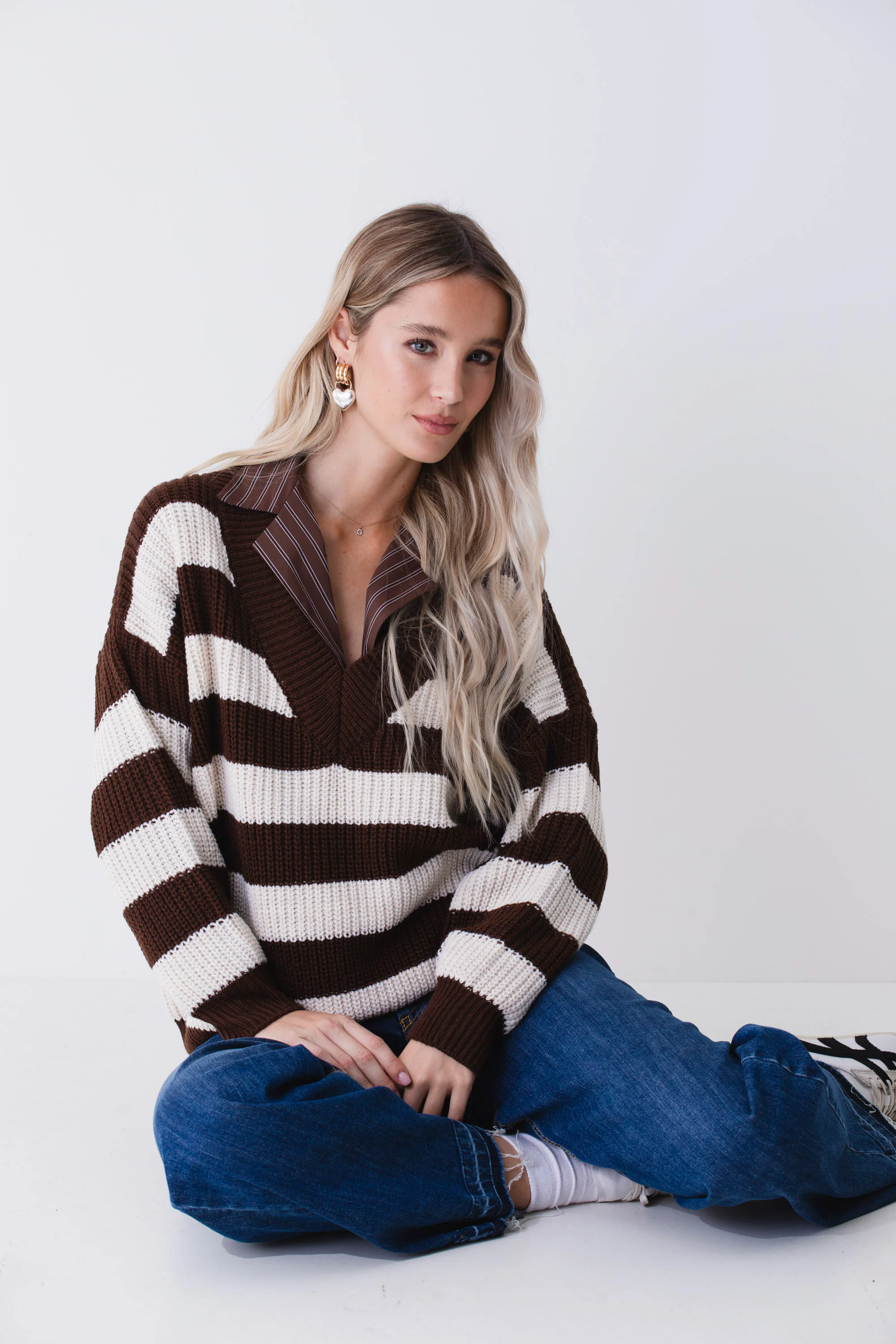 Pullover in maglia a righe orizzontali - FW26
