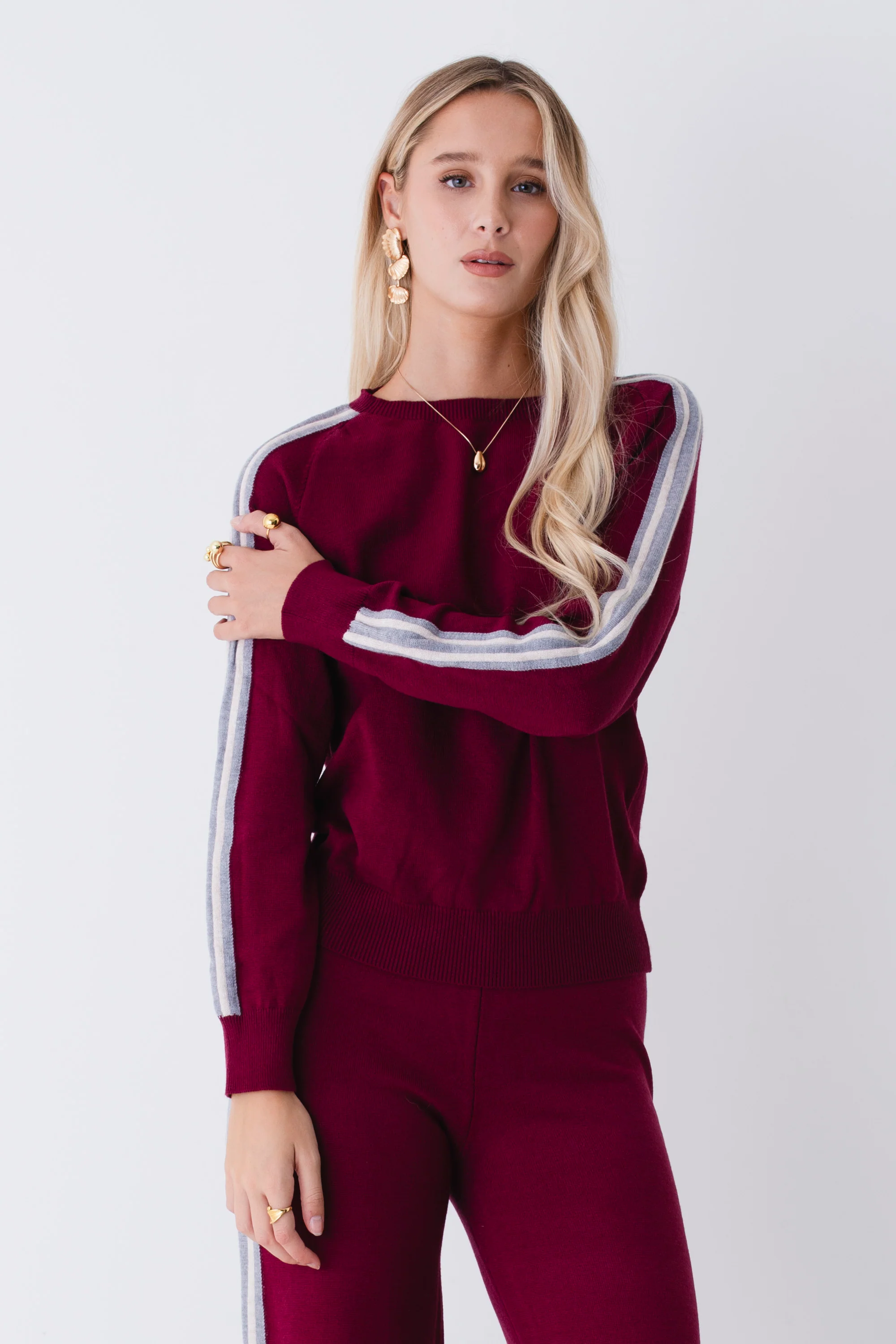 Pullover in maglia con bande a contrasto - FW26