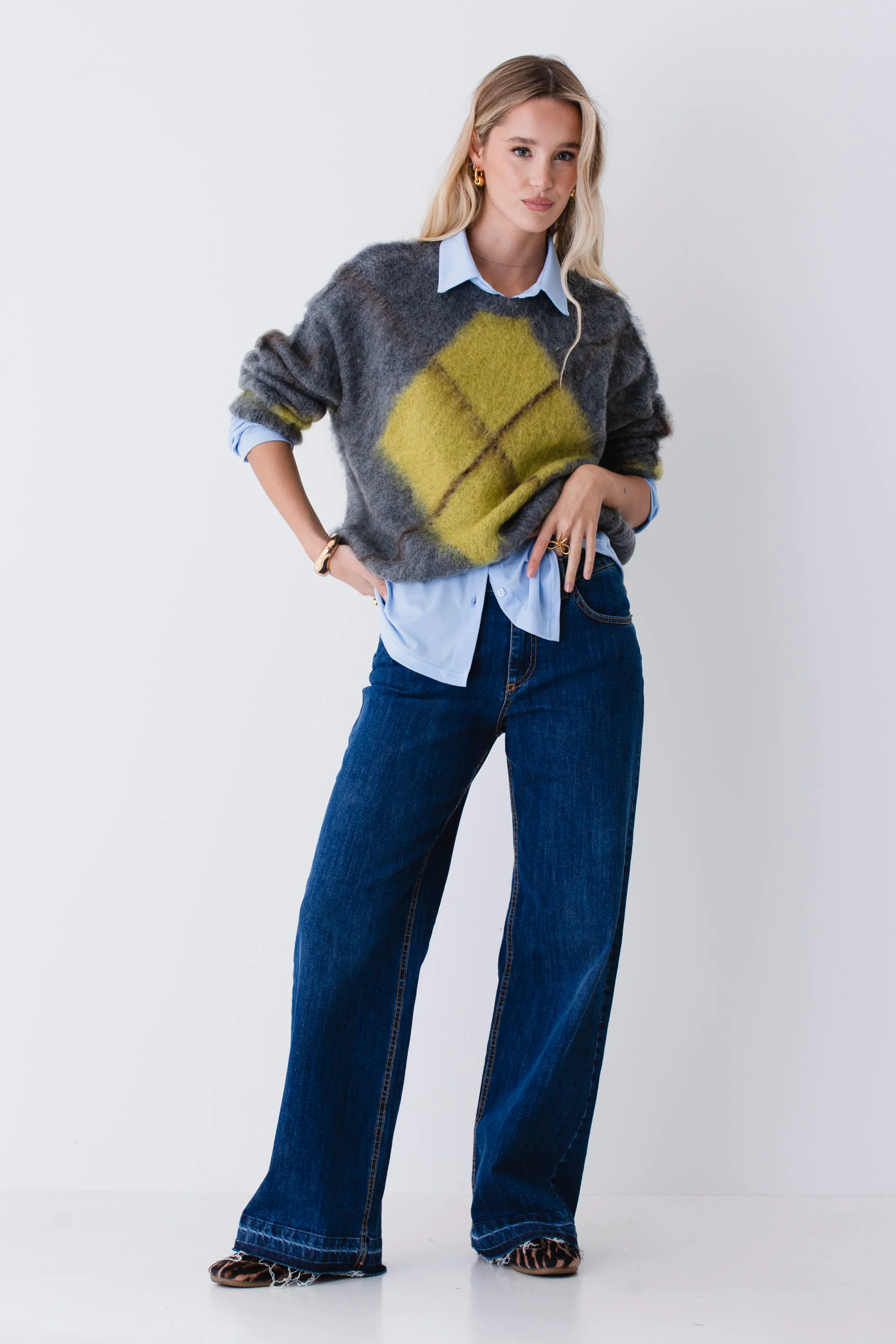 Pullover in misto mohair a quadri - FW26 - Image 2