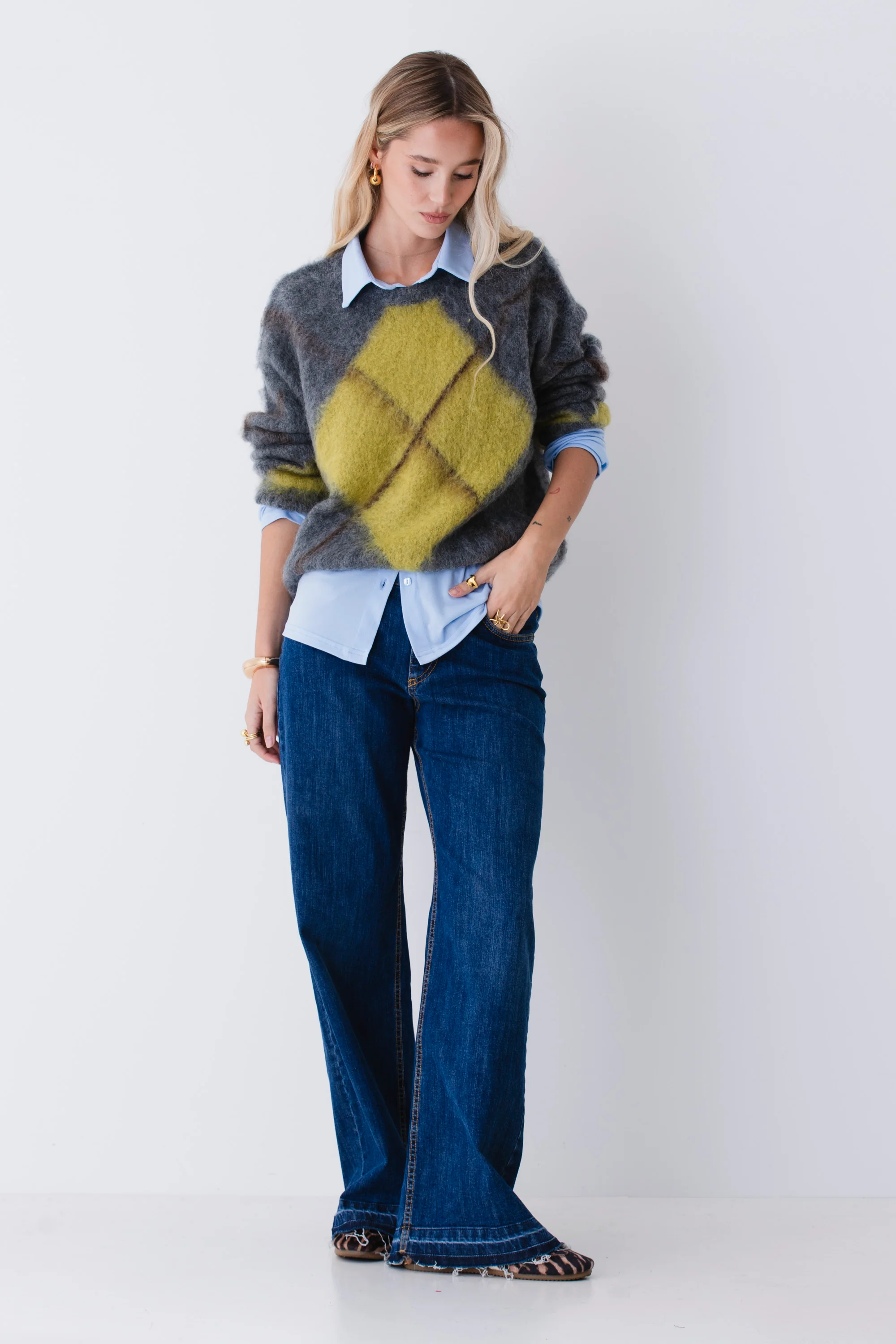 Pullover in misto mohair a quadri - FW26 - Image 3