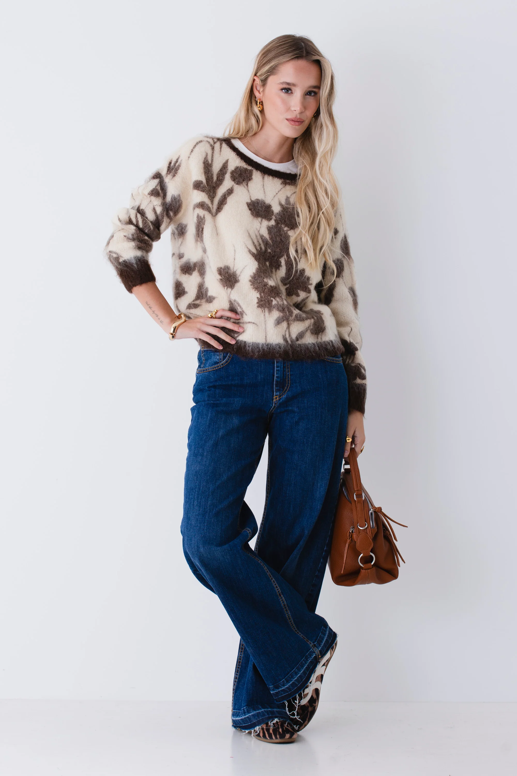Pullover in misto mohair con stampa floreale - FW26