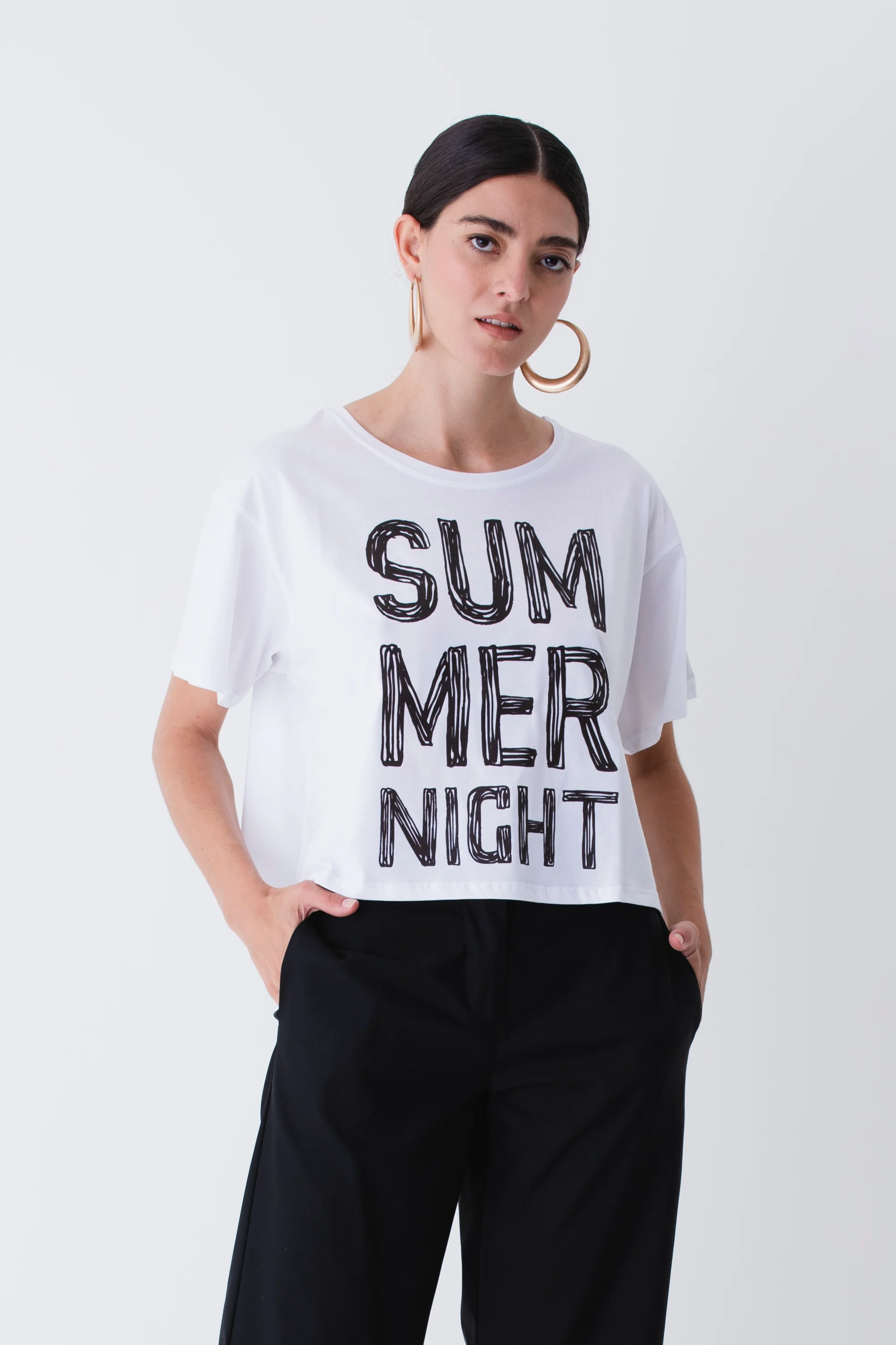 T-shirt boxy fit con scritta in rilievo - PE25 - Image 4