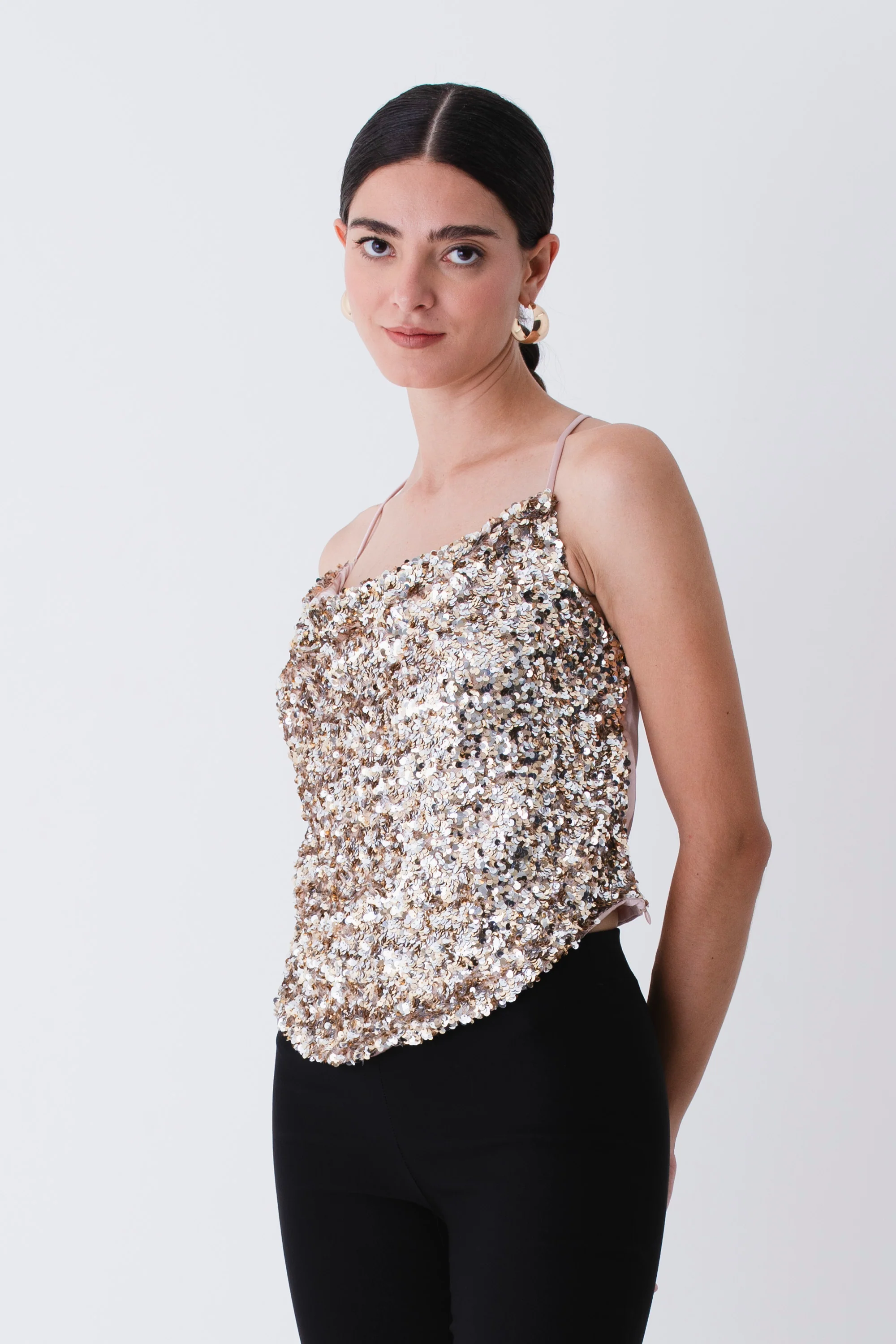 Top bretelle sottili con paillettes - FW26 - Image 3